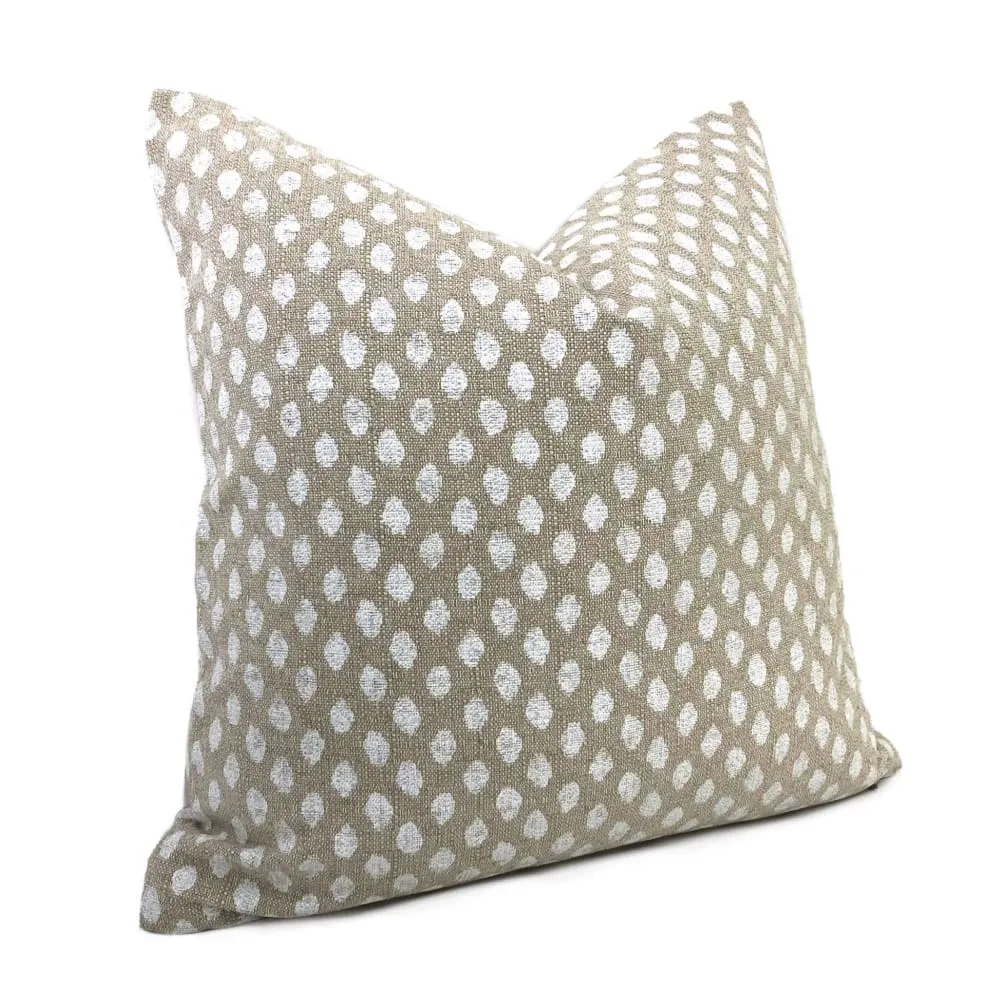 Sahara Chalk White Ikat Dots on Beige Pillow Cover (Made from Lacefield Designs fabric)