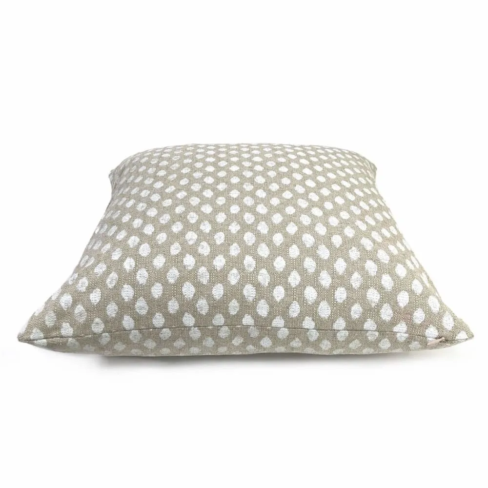 Sahara Chalk White Ikat Dots on Beige Pillow Cover (Made from Lacefield Designs fabric)