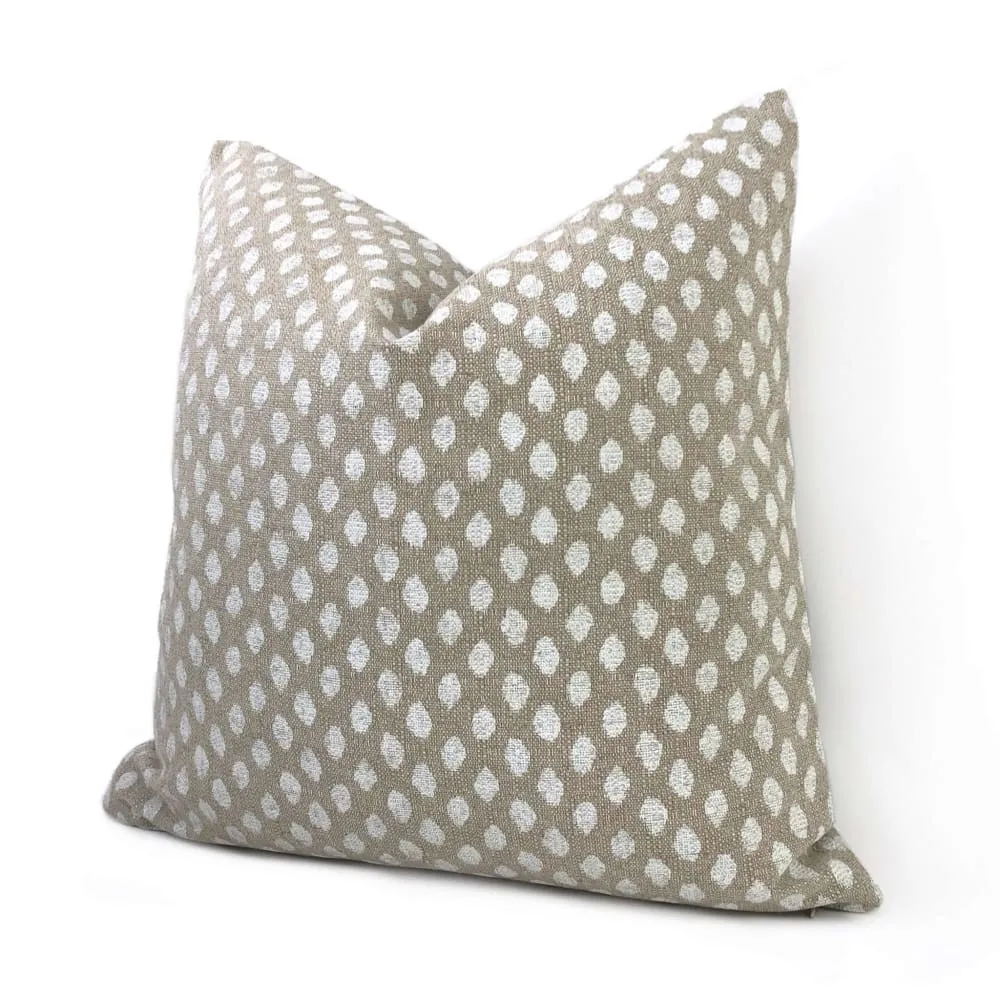 Sahara Chalk White Ikat Dots on Beige Pillow Cover (Made from Lacefield Designs fabric)