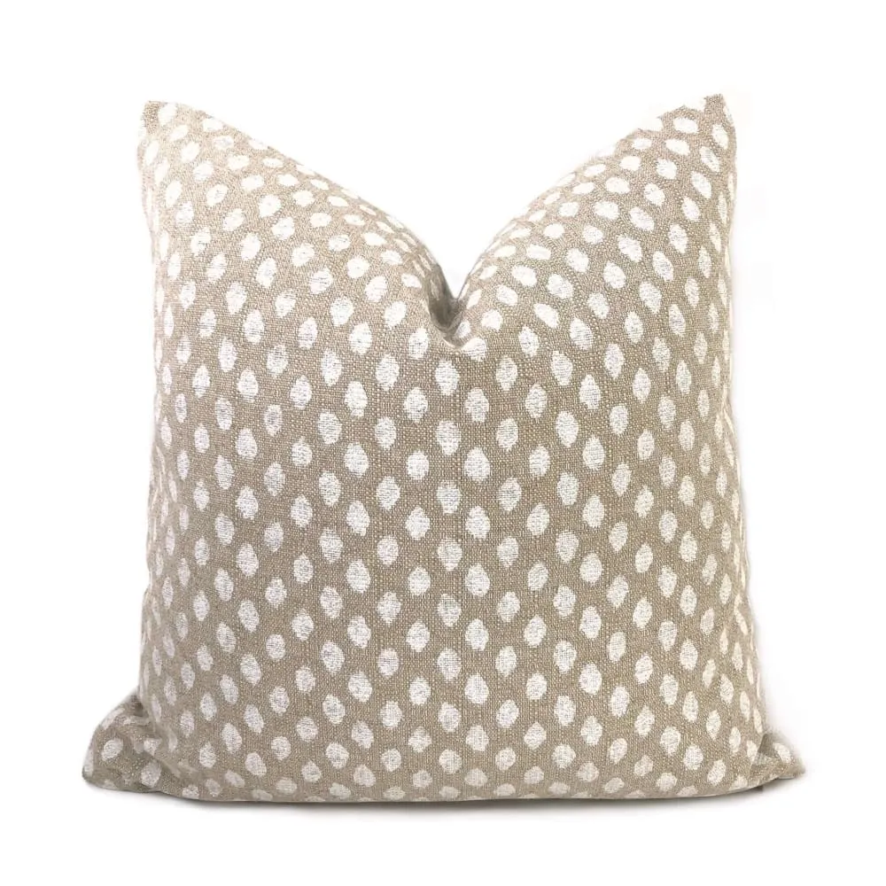 Sahara Chalk White Ikat Dots on Beige Pillow Cover (Made from Lacefield Designs fabric)