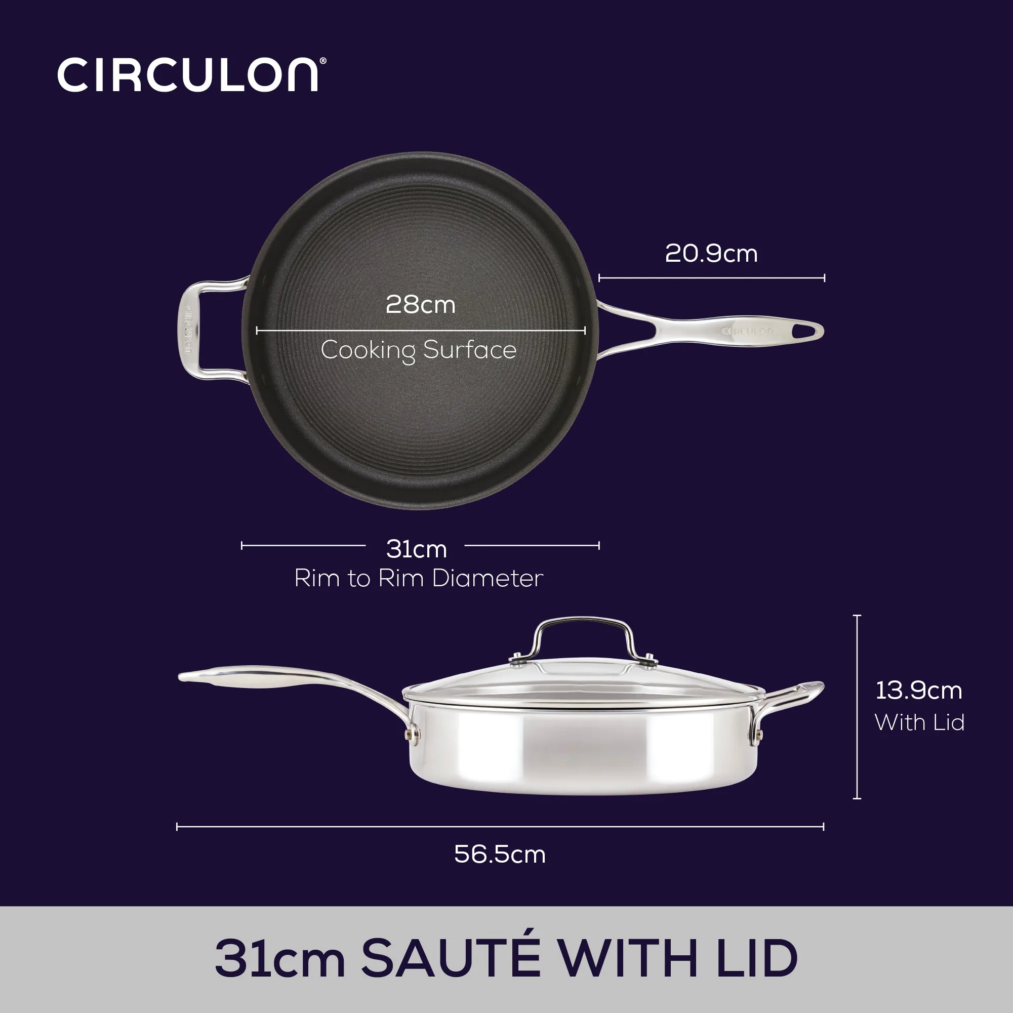 ScratchDefense Multi-Layer Stainless Steel Extreme Non-Stick Sauté Pan & Lid with Helper Handle - 4.7L