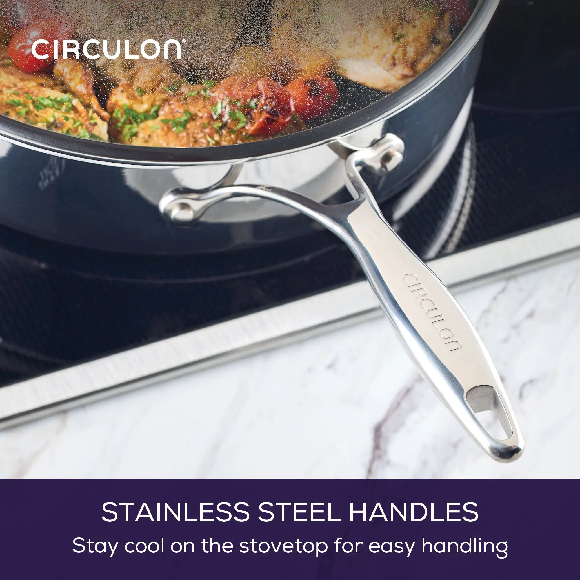 ScratchDefense Multi-Layer Stainless Steel Extreme Non-Stick Sauté Pan & Lid with Helper Handle - 4.7L