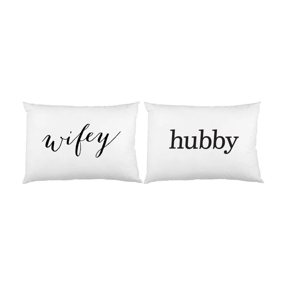 Script Wifey and Definition Hubby Queen Size Pillowcases - Set of 2