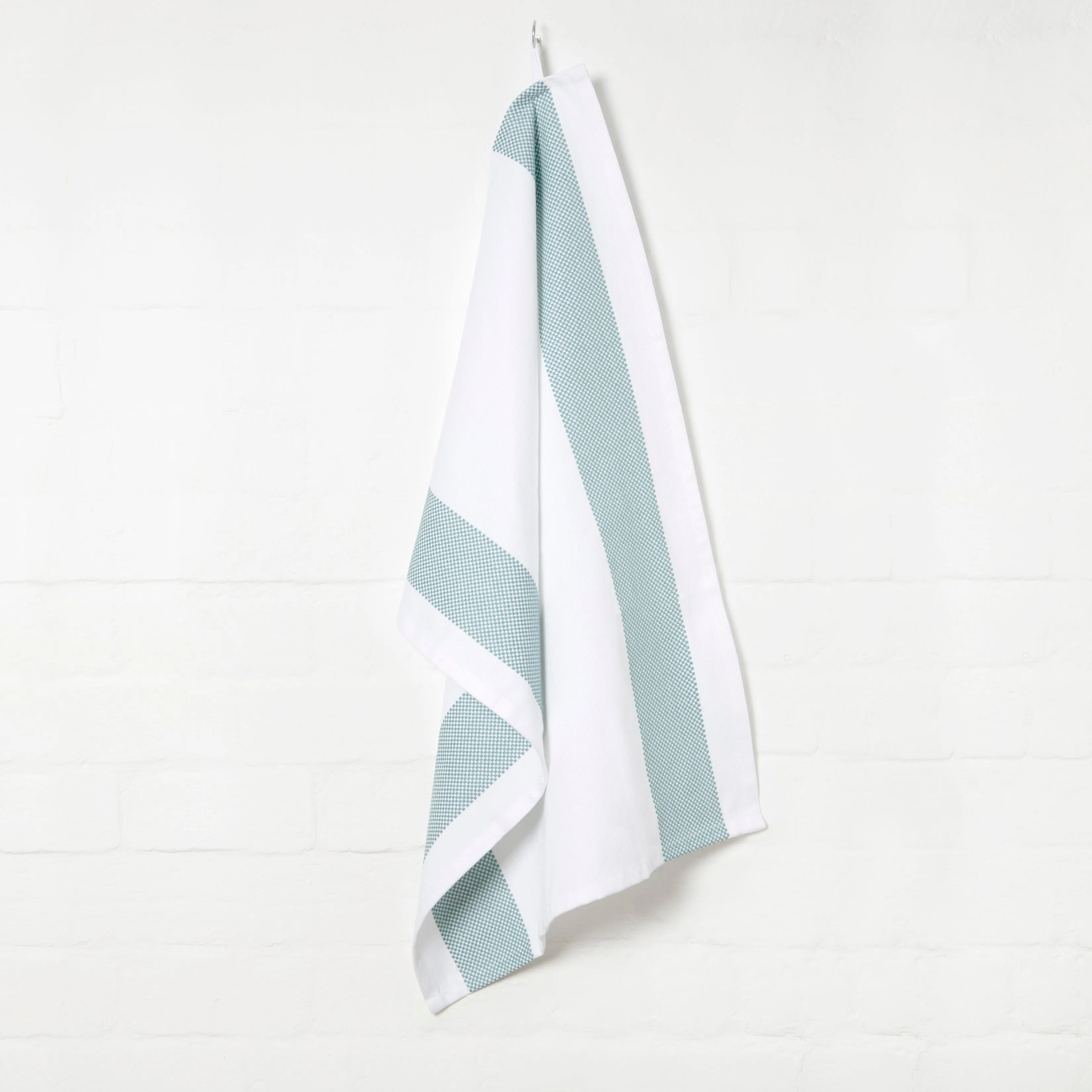 Set of 5 Thick Cotton Drill Mini Check Striped Tea Towels in Five Colours