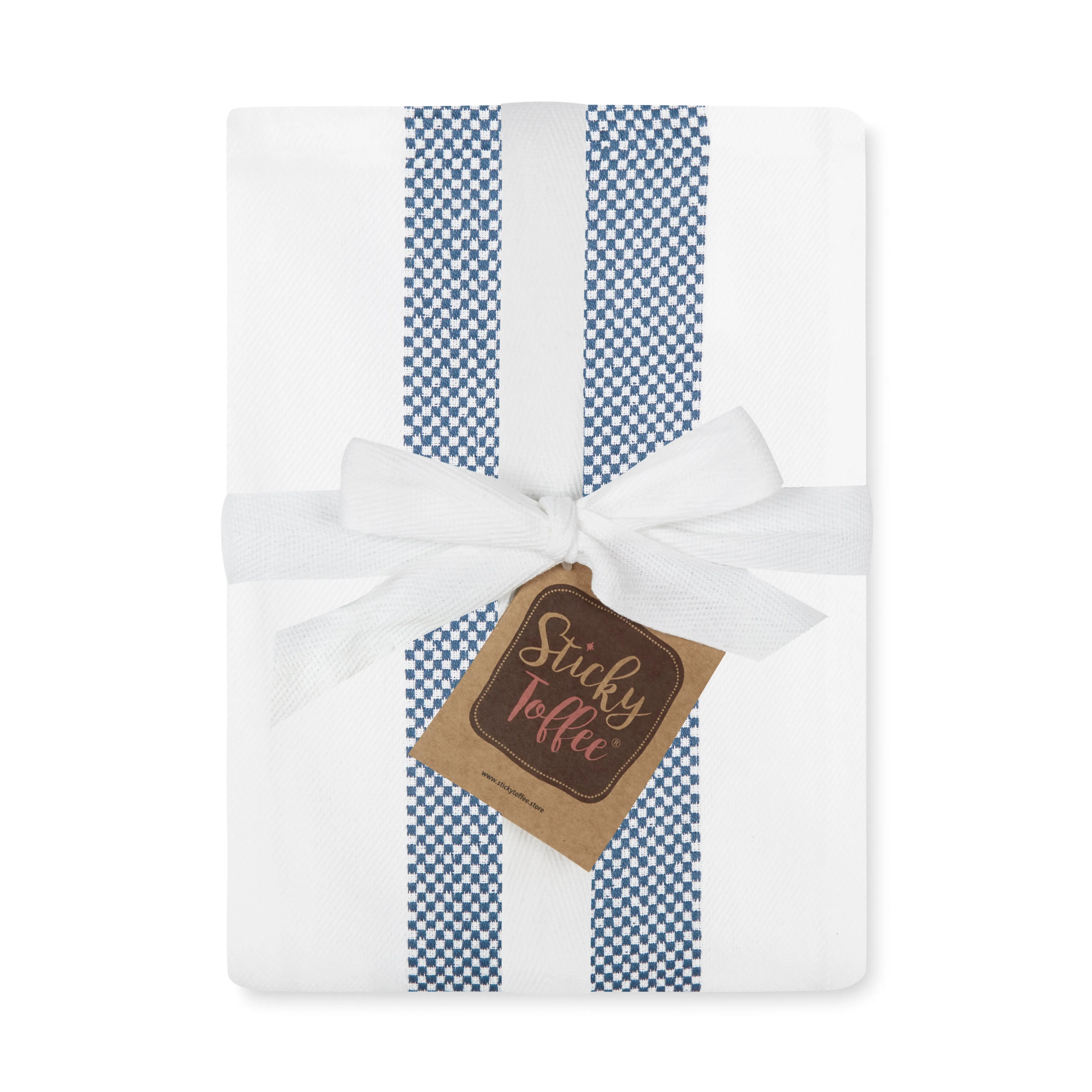 Set of 5 Thick Cotton Drill Mini Check Striped Tea Towels in Five Colours