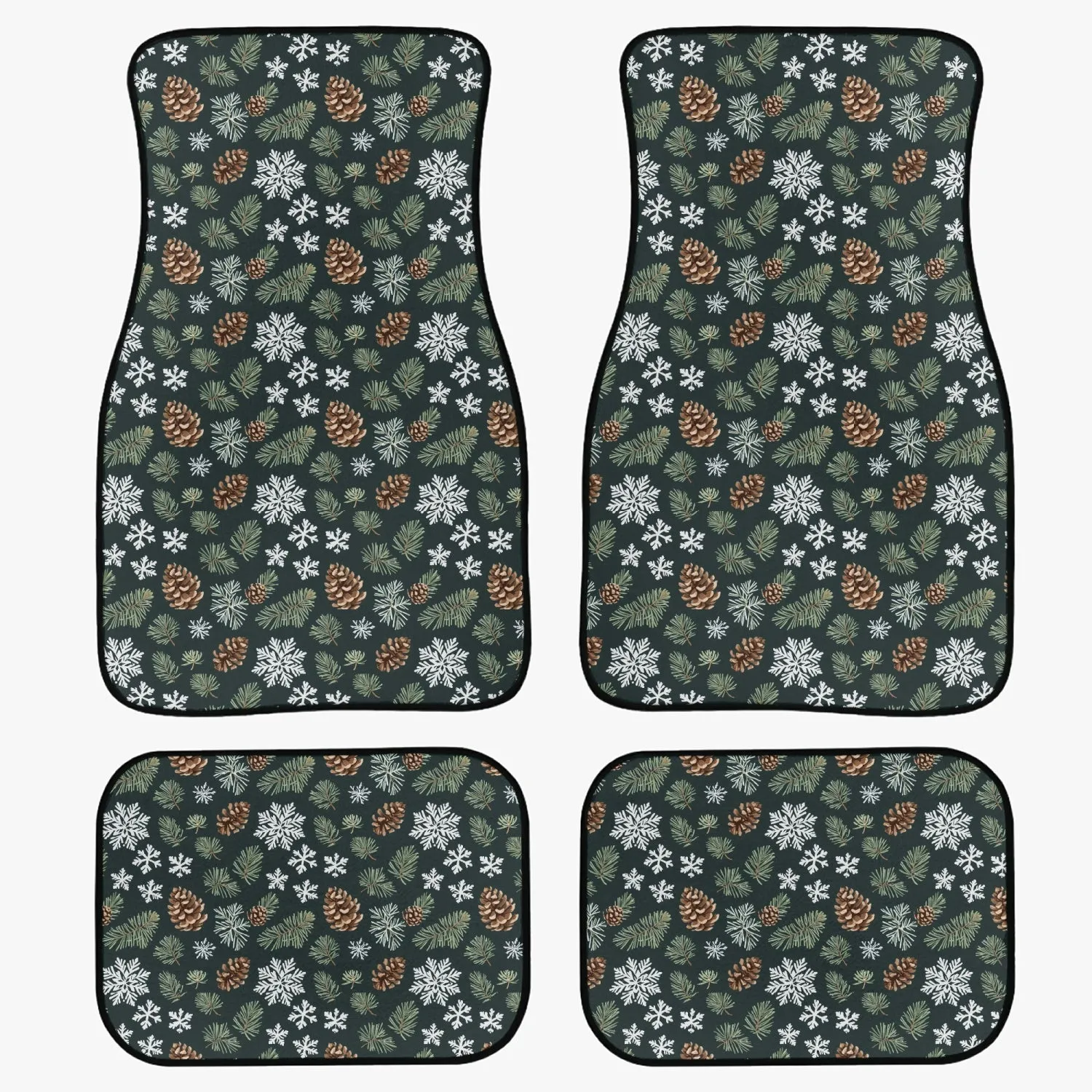 Snowflake Pine Car Floor Mats - 4Pcs