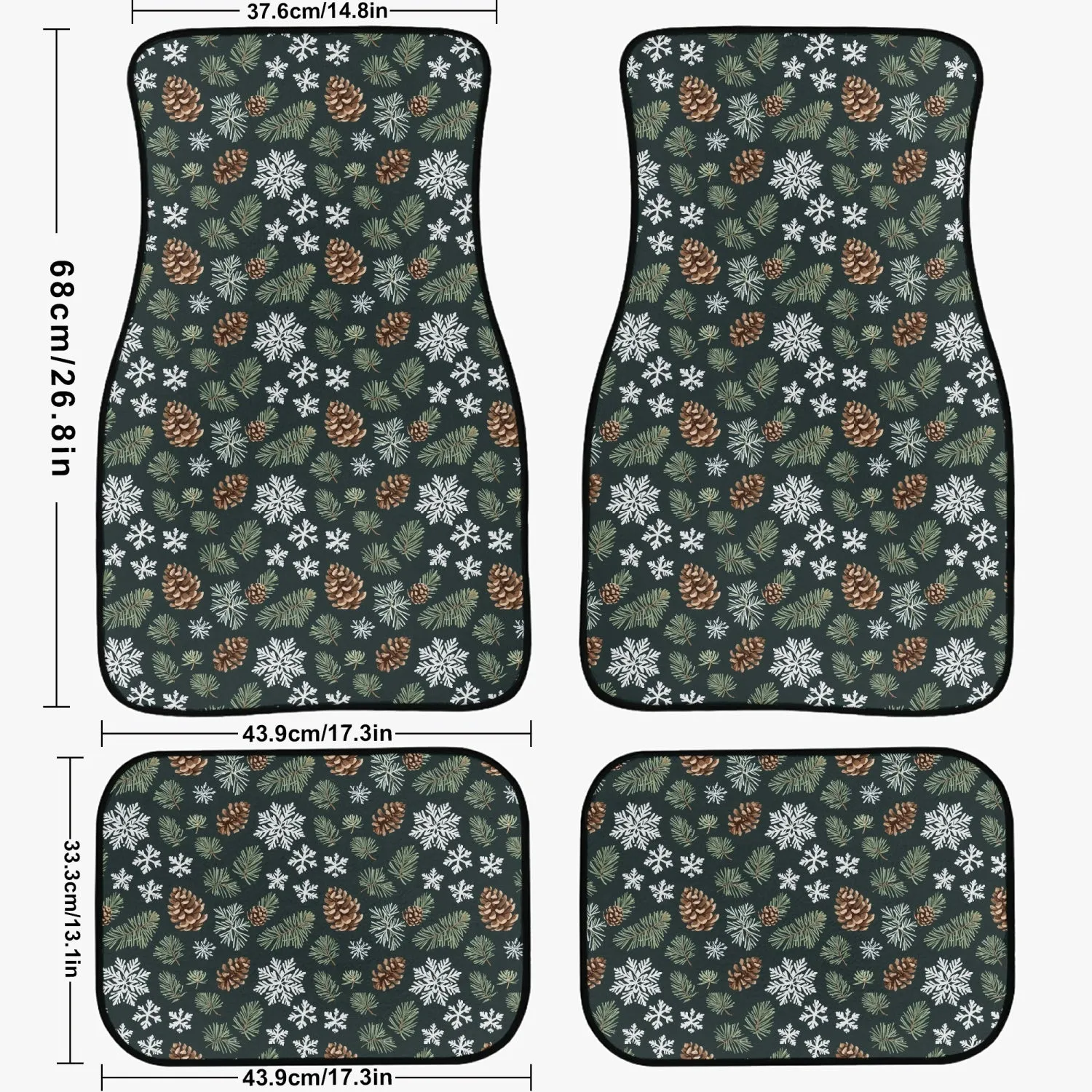 Snowflake Pine Car Floor Mats - 4Pcs