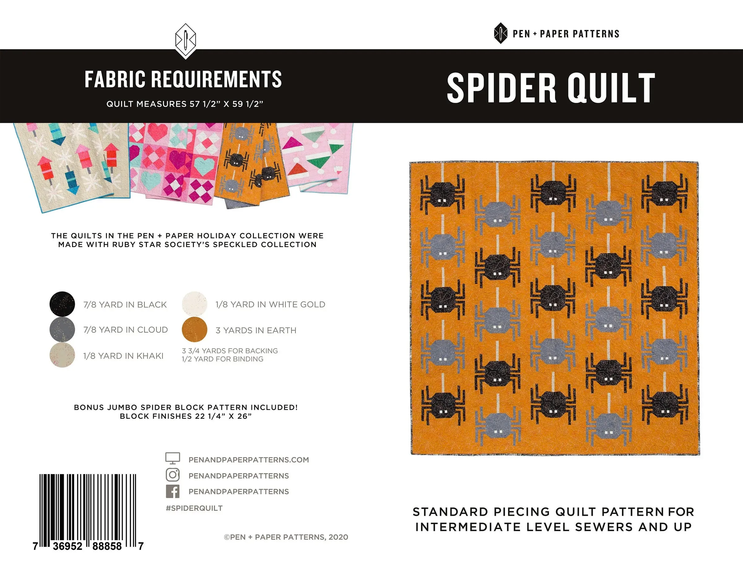 Spider - PRINTED Quilt Pattern