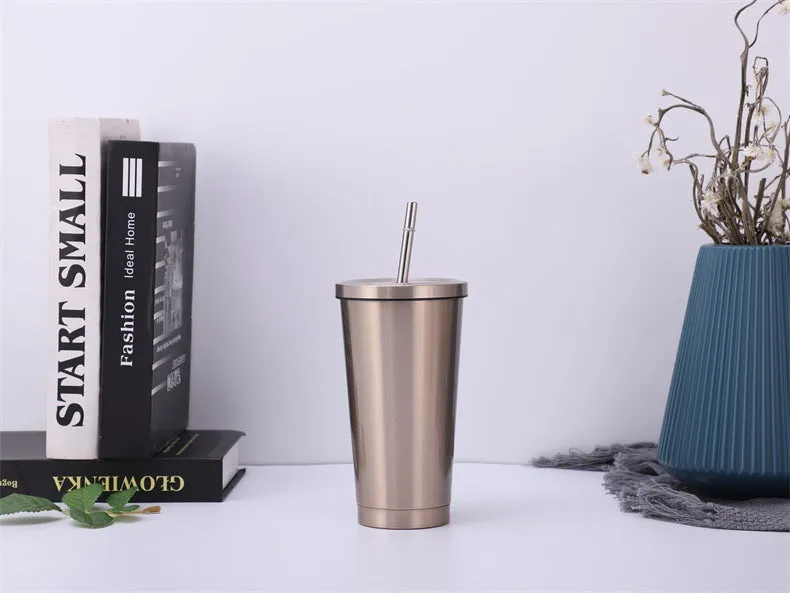 Stainless steel straw cup