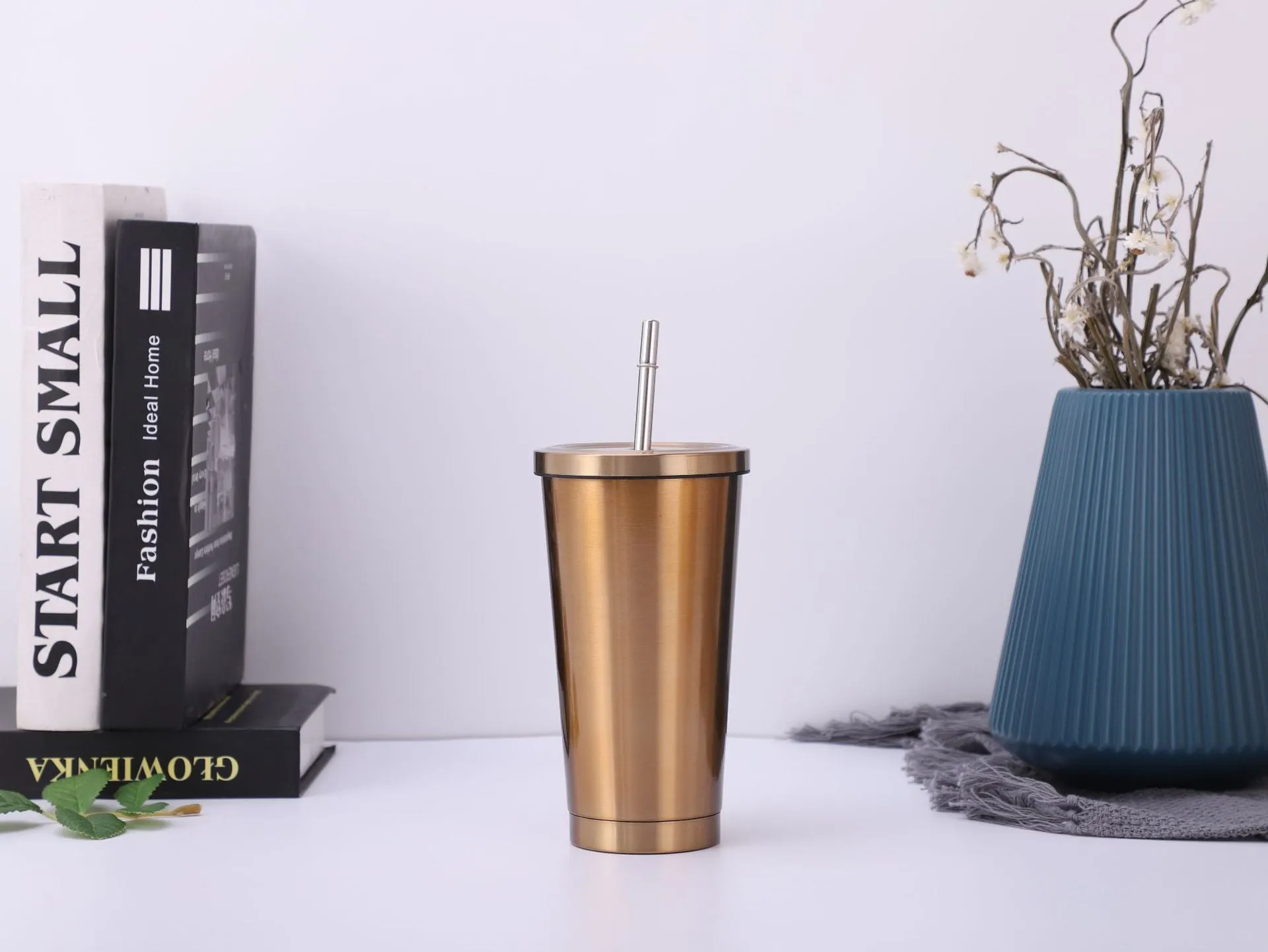 Stainless steel straw cup