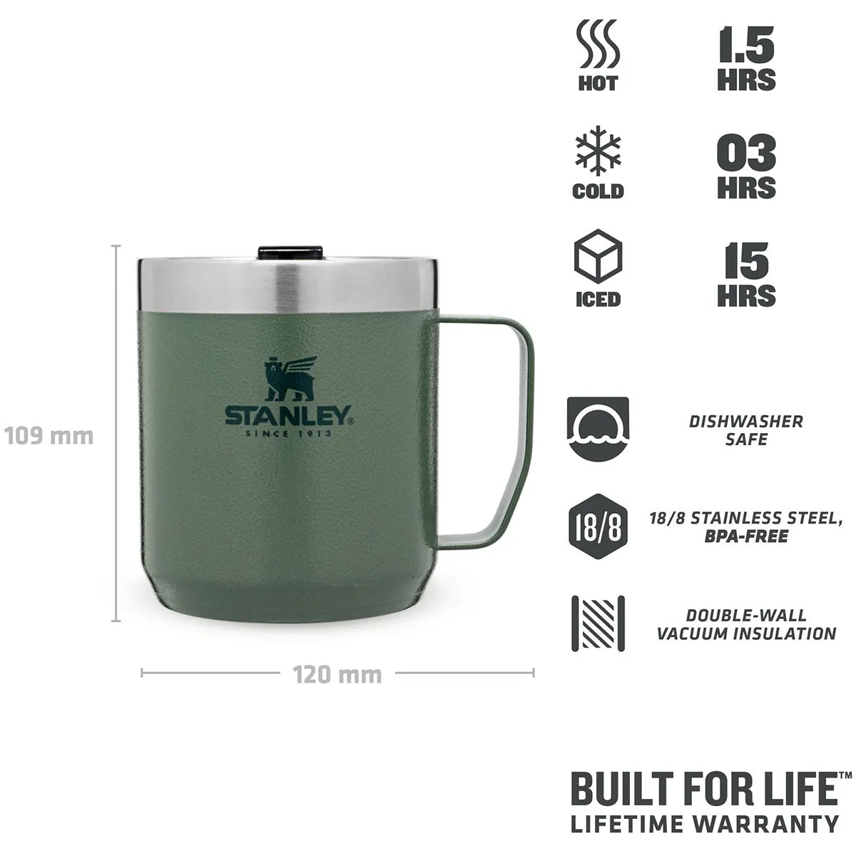 Stanley Classic Legendary Camp Mug 350ml Hammertone Green