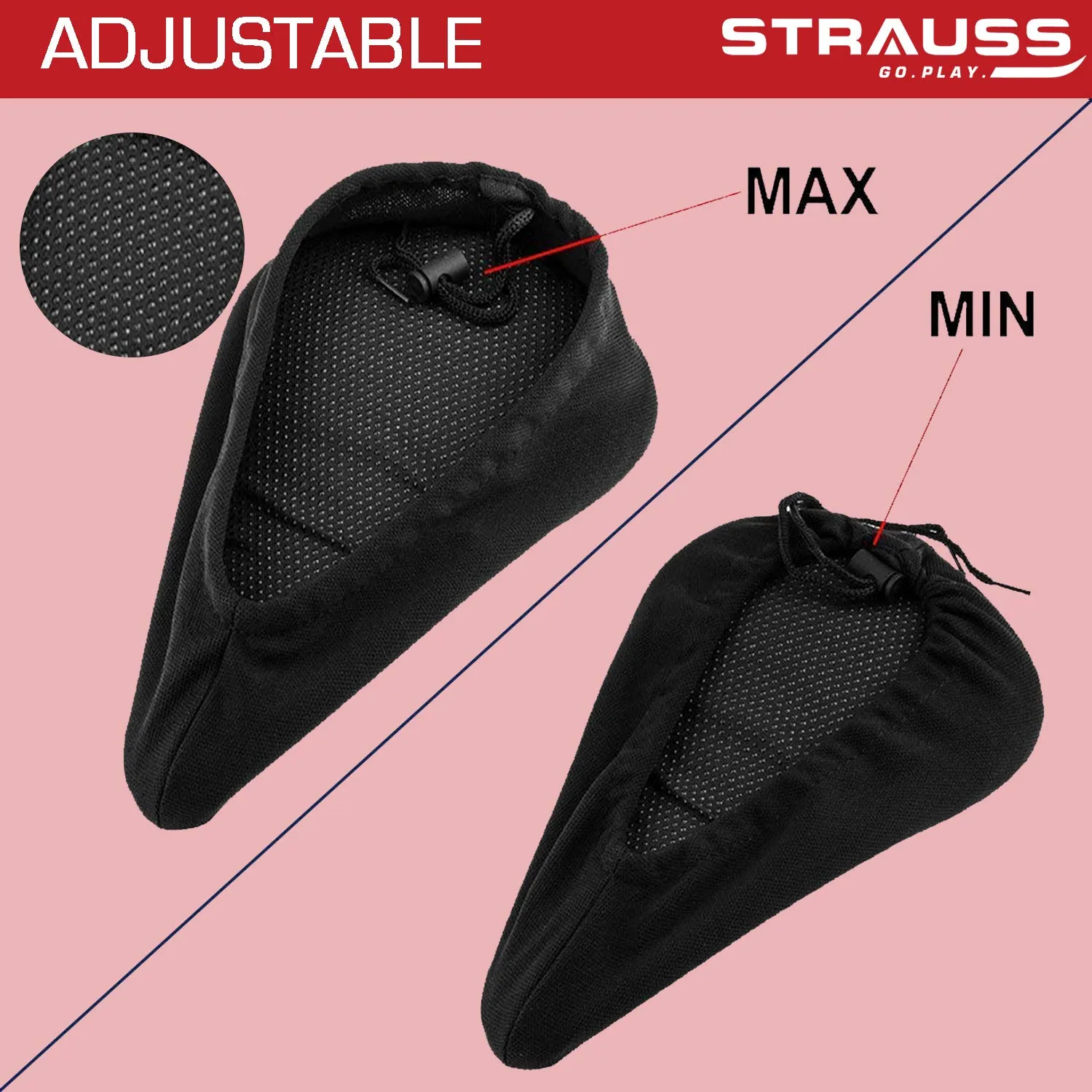 STRAUSS 3D Sponge Seat Cover, Red with Face Protection Mask, Non Vent, Medium, (Red)