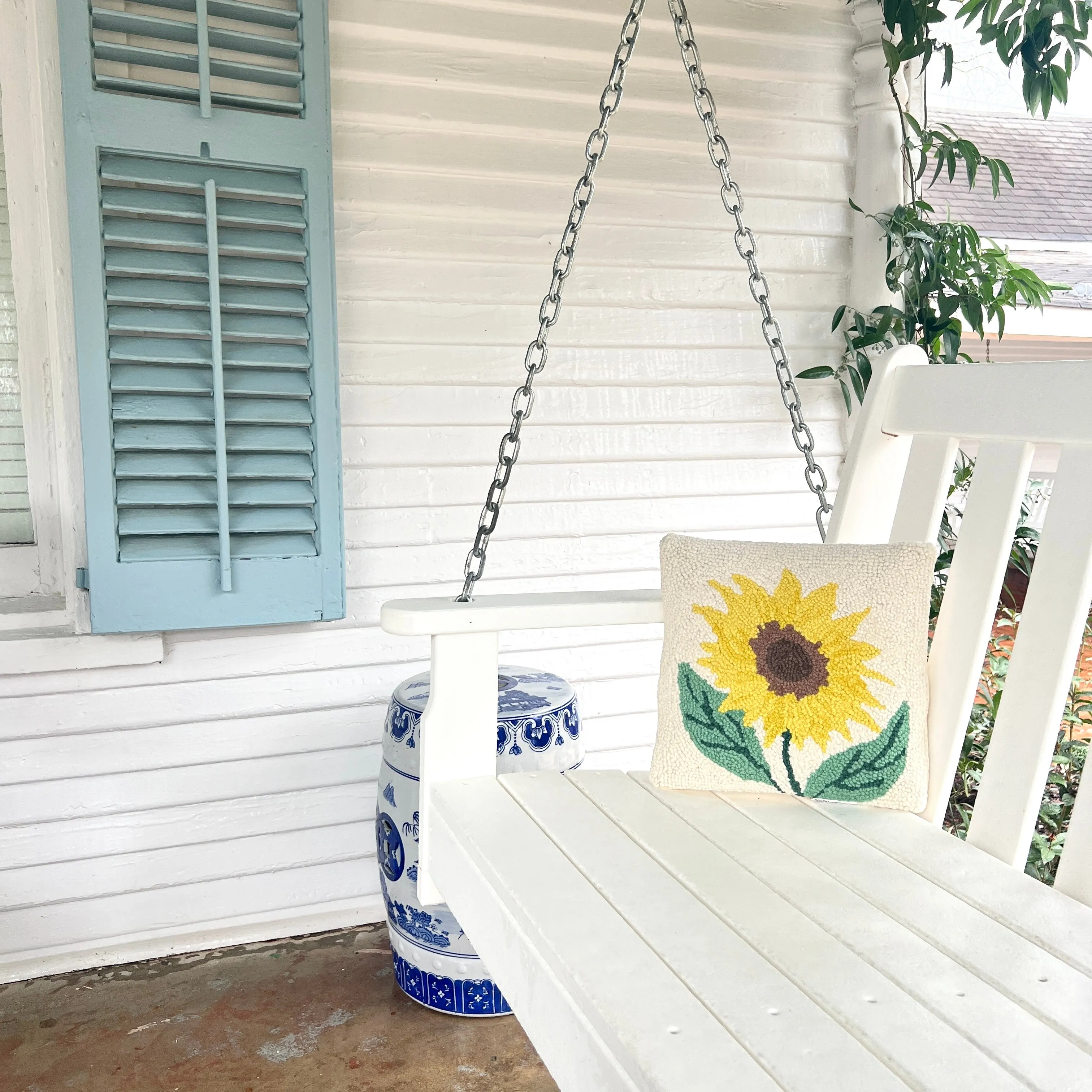 Sunflower Wool Hooked Pillow