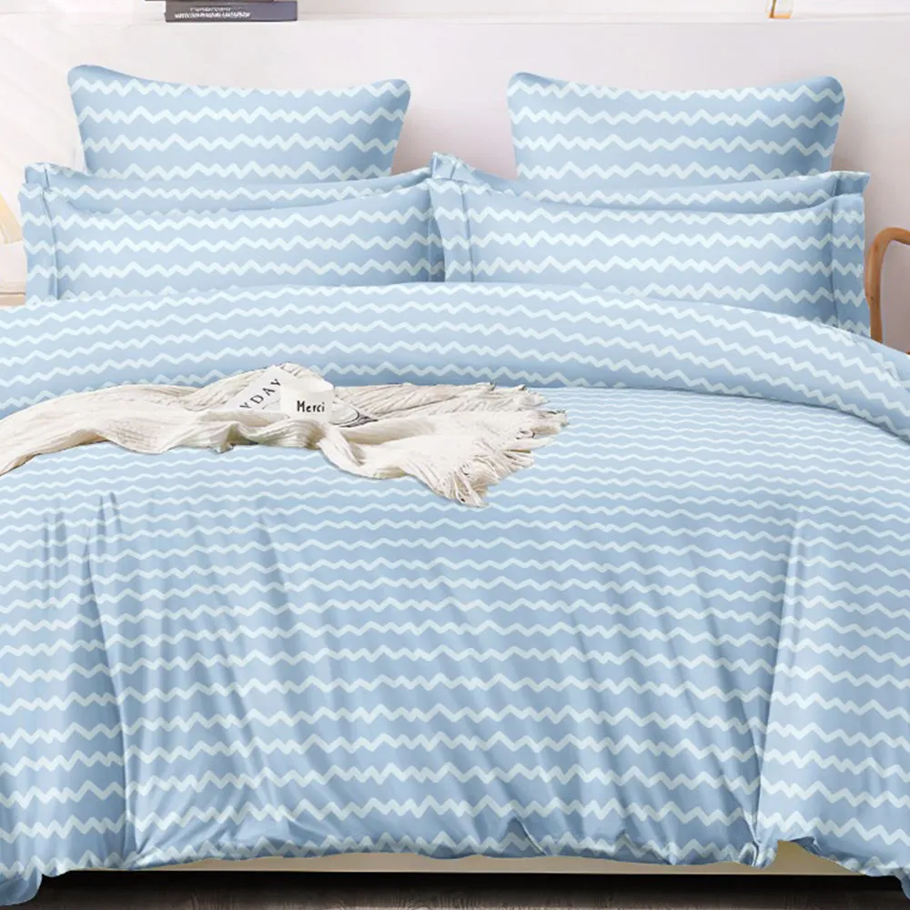 Super Soft Wave Blue Design Ac Comforter Set (4 pc Set, king Size)