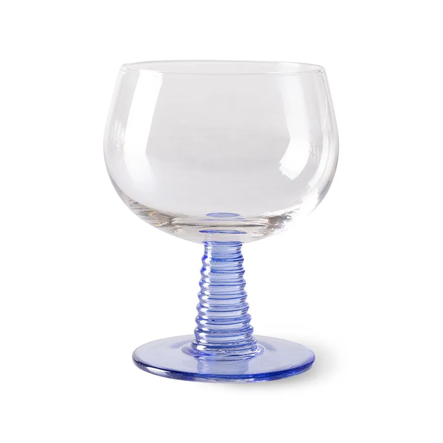 Swirl Wine Glass Low Blue