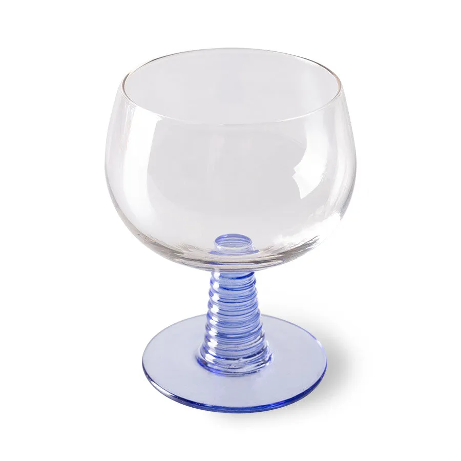 Swirl Wine Glass Low Blue