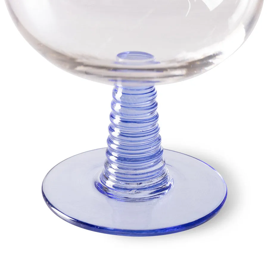 Swirl Wine Glass Low Blue