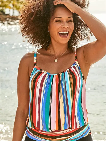 Technicolor Lightweight Blouson Tankini Set