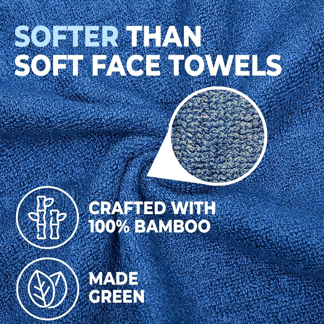 The Better Home 600GSM 100% Bamboo Face Towel Set | Anti Odour & Anti Bacterial Bamboo Towel |30cm X 30cm | Ultra Absorbent & Quick Drying Face Towel for Women & Men (Pack of 4, Blue   Pink)