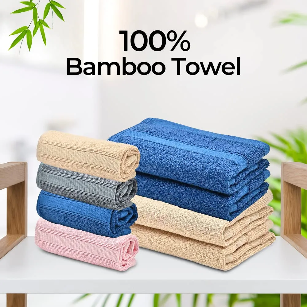 The Better Home 600GSM 100% Bamboo Face Towel Set | Anti Odour & Anti Bacterial Bamboo Towel |30cm X 30cm | Ultra Absorbent & Quick Drying Face Towel for Women & Men (Pack of 4, Blue   Pink)