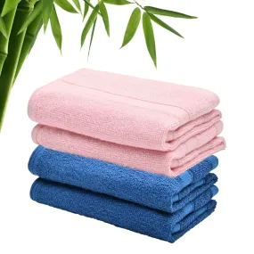 The Better Home 600GSM 100% Bamboo Face Towel Set | Anti Odour & Anti Bacterial Bamboo Towel |30cm X 30cm | Ultra Absorbent & Quick Drying Face Towel for Women & Men (Pack of 4, Blue   Pink)