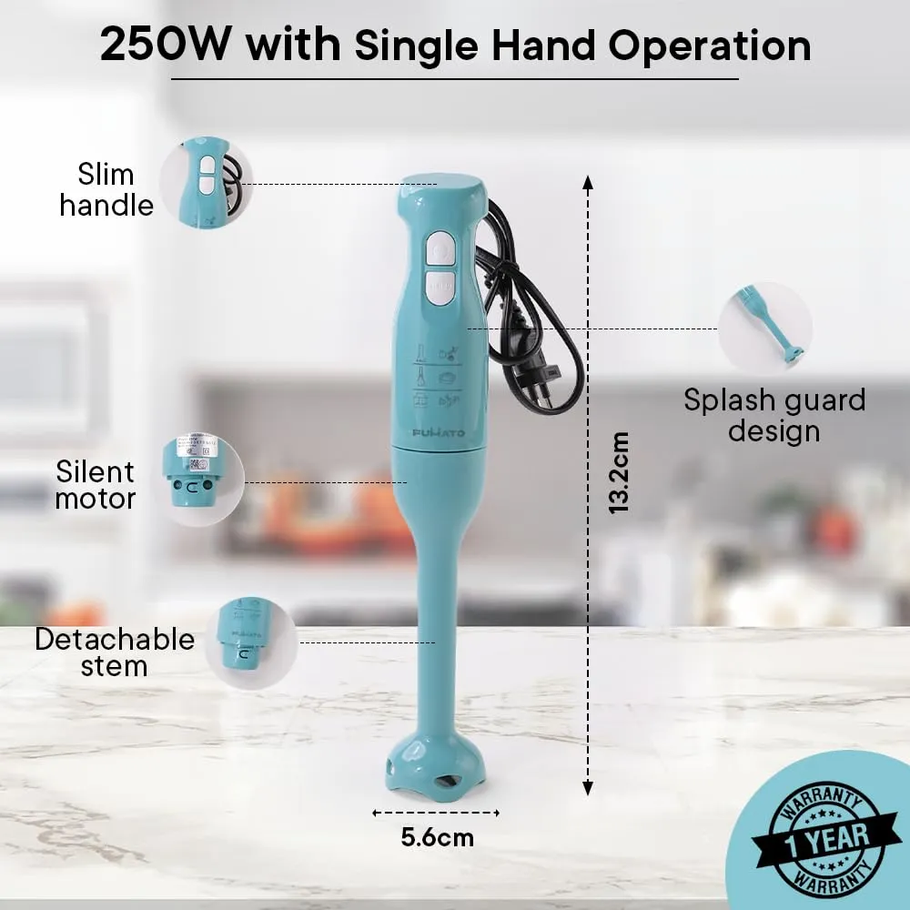 The Better Home FUMATO Anniversary, Wedding Gifts for Couples - Non Stick Sandwich Maker   Portable Electric Hand Blender | House Warming Gifts for New Home | 1 Year Warranty (Misty Blue)