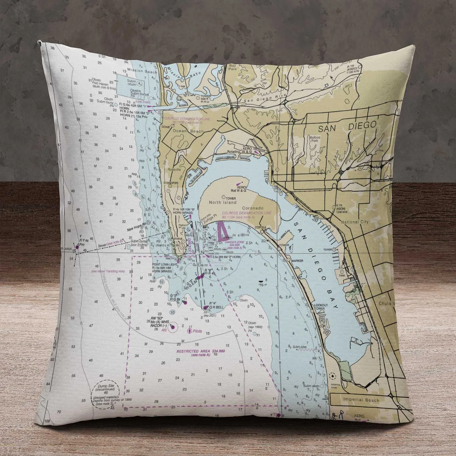 The San Diego Bay Square Pillow Cover