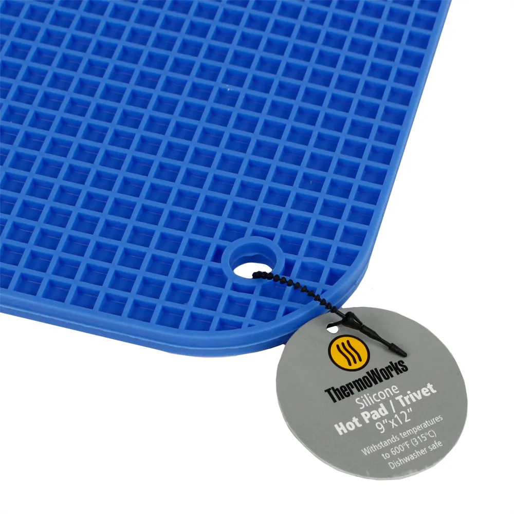 Thermoworks Hi-Temp Non-Slip Silicone Hotpad/Trivet 9"x12" 600°F BPA Free Blue