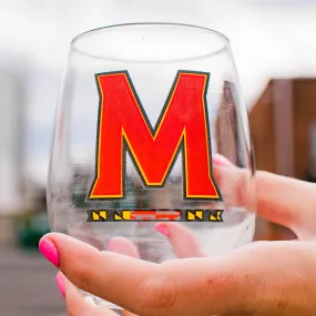 UMD "M" Logo / Stemless Wine Glass