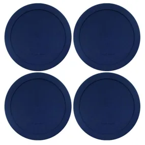 Universal Lids for Pyrex and Anchor Glass Containers (4-Cups, Blue-4 PACK