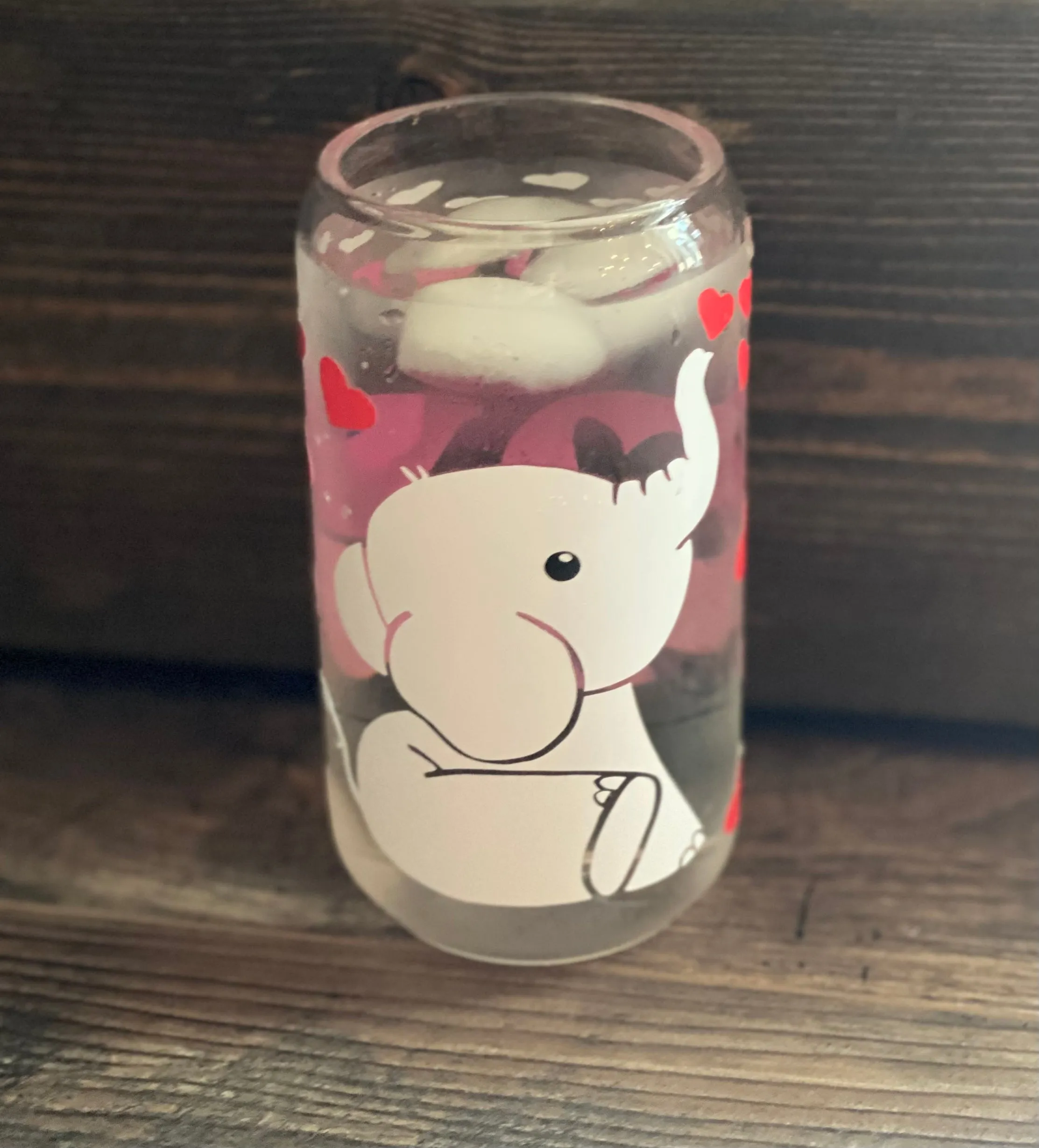 Valentines Day Elephant Glass Cup