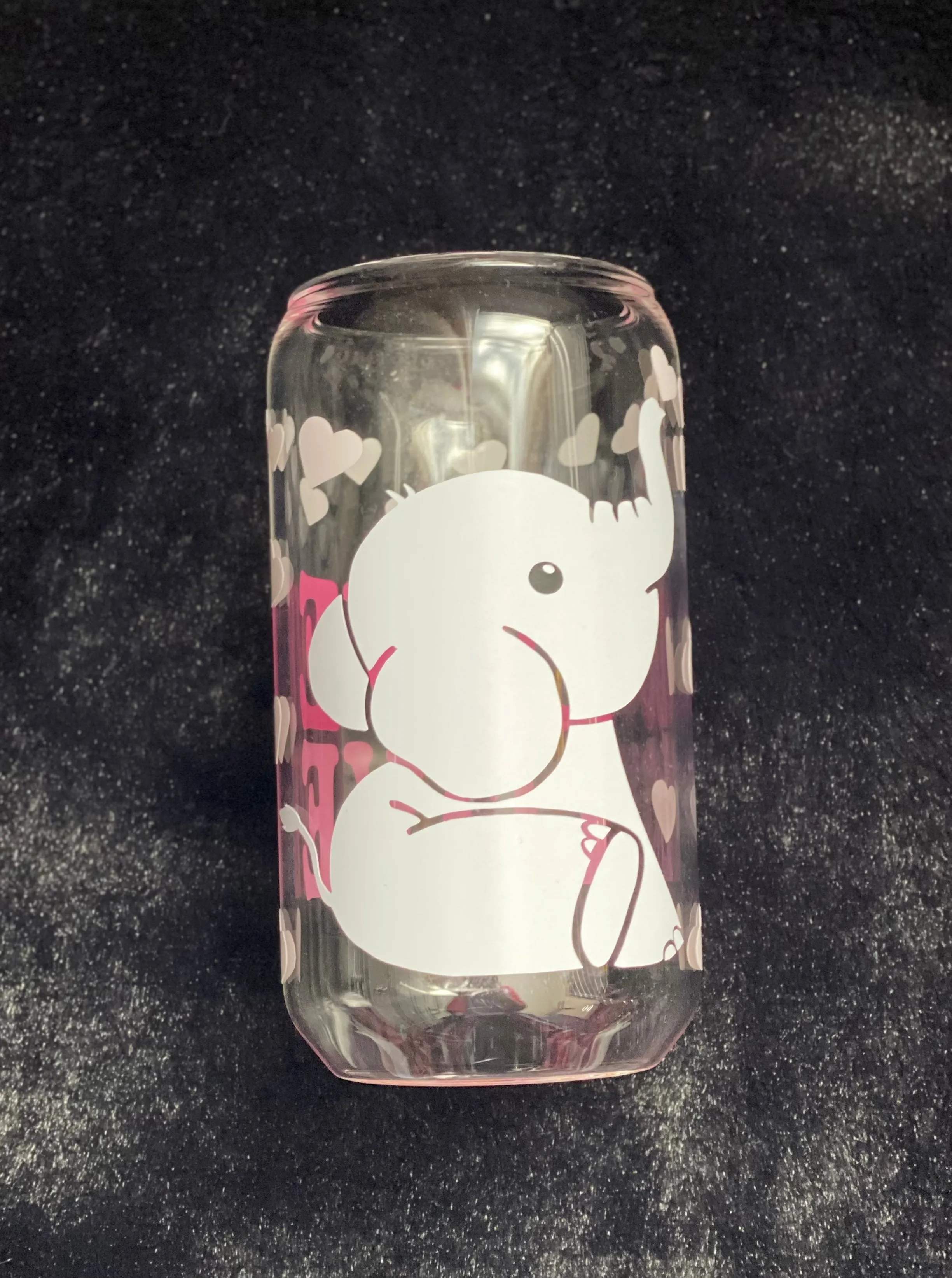 Valentines Day Elephant Glass Cup