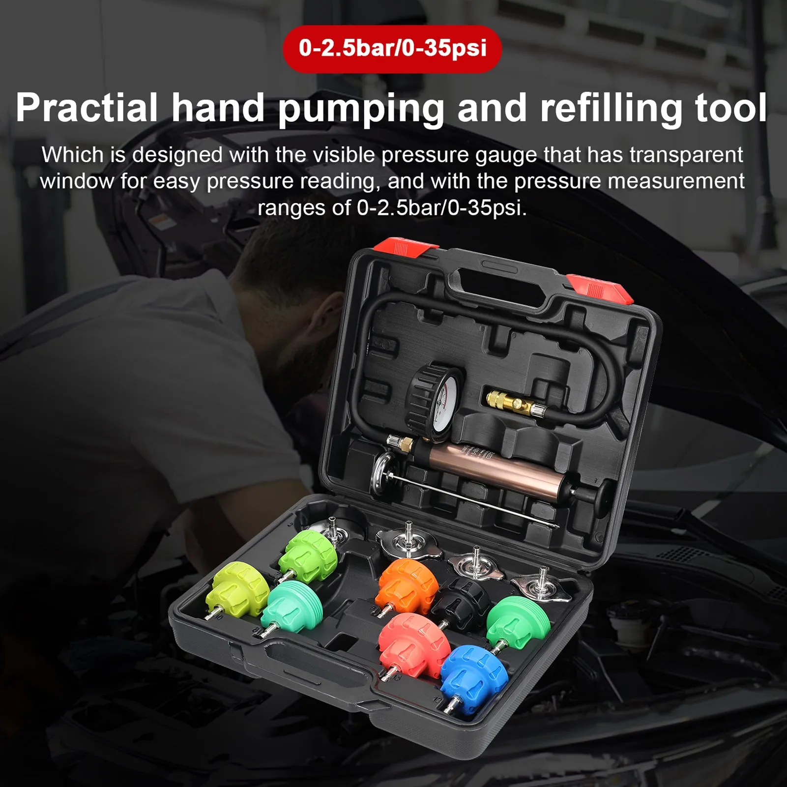 Vehicle Leak Detector & Cooling System Tool Kit