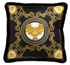 Versace Medusa Baroque Double Lion Pillow Black Gold 45cm x 45cm