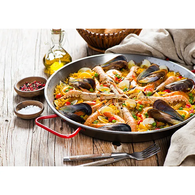 Winco 14.1" Paella Pan, Polished Carbon Steel - CSPP-14