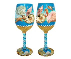 Wine Glass Seashore Bottom's Up