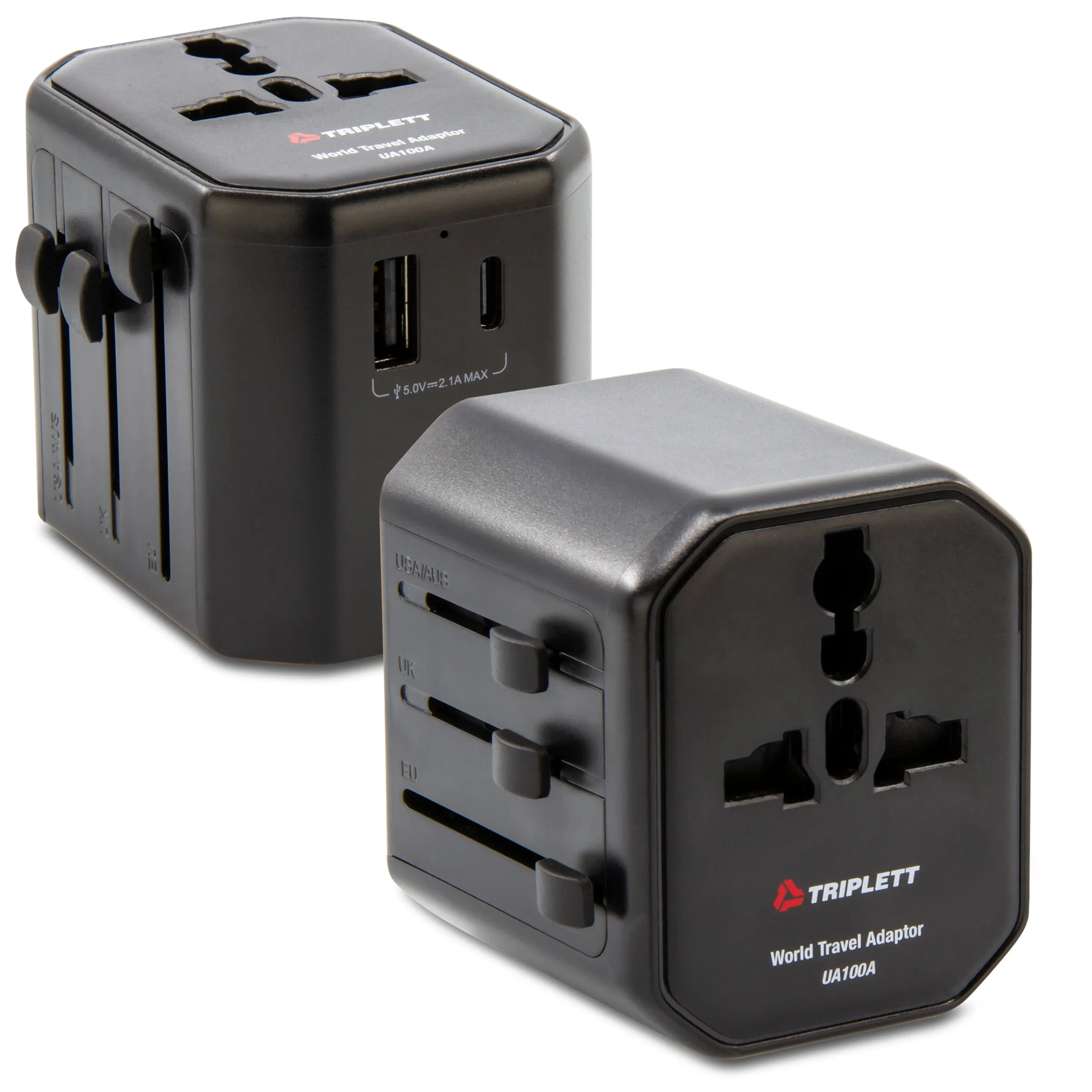 World Travel Adapter with USB-A and USB-C (10A, 2500W)  - (UA100A)