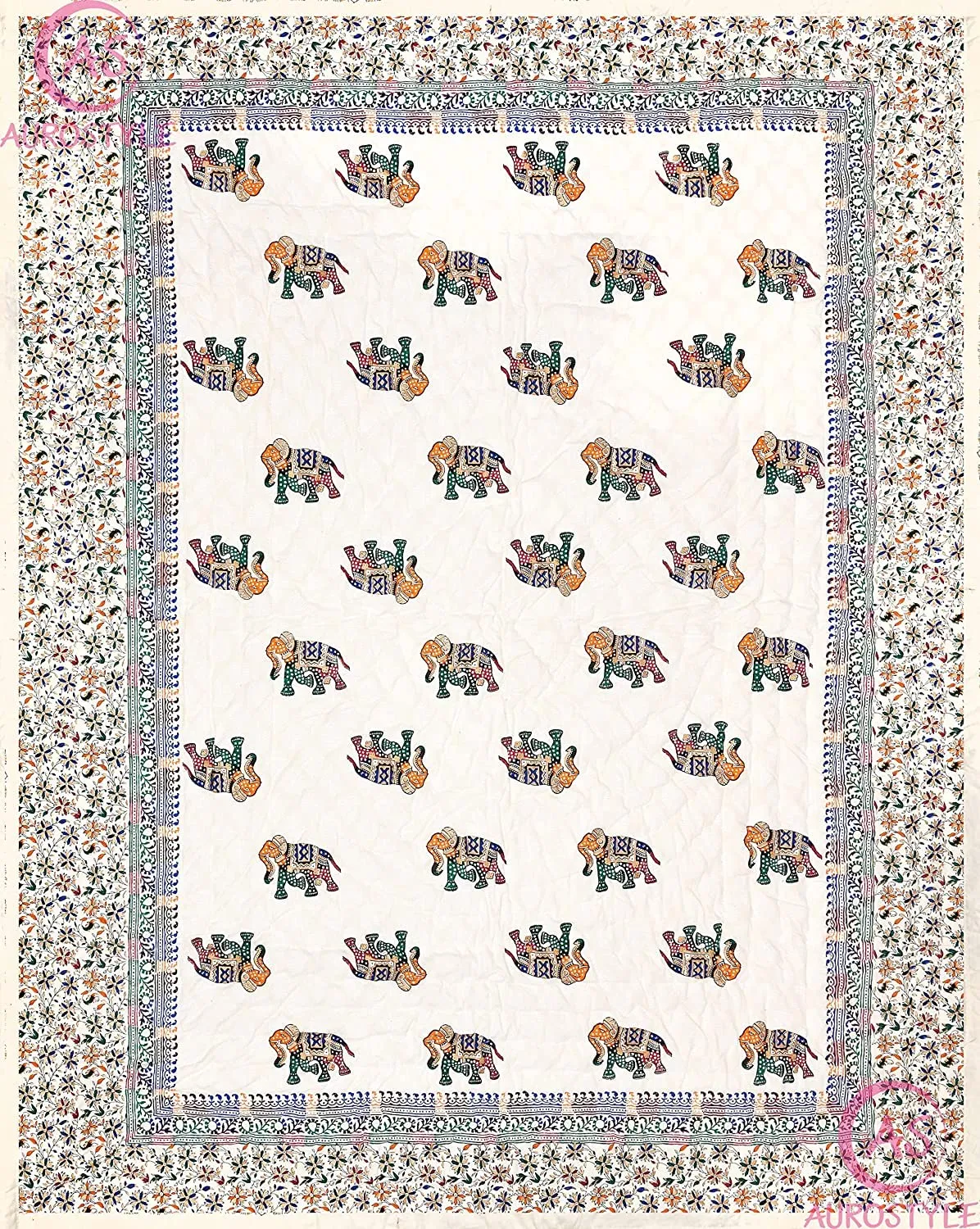 WORLDNEX 400 Tc Single Bed Jaipuri Razai Organic Pure Cotton Jaipuri Rajai Ac Quilt For All Season Soft Light Weight Rajasthani Cotton Quilt 60 X 90 Inch Pack of 1, Multicolor, Lightweight