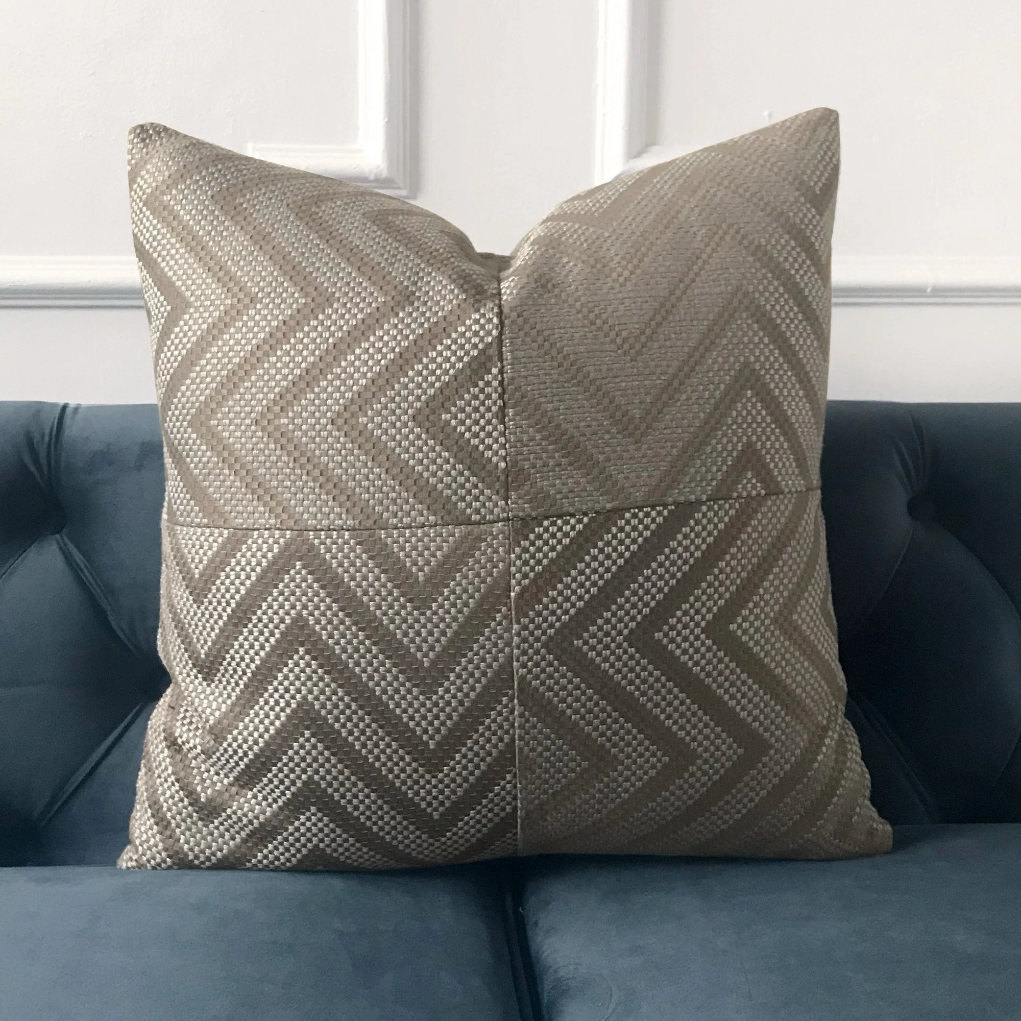 Woven Silver Chevron Throw Pillow Cover 20x20