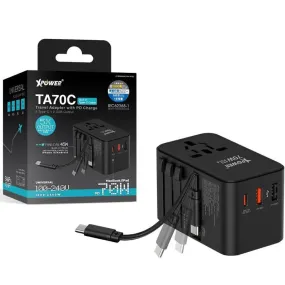 XPower TA70C Built-in Cable 70W PD PPS GaN Travel Adaptor