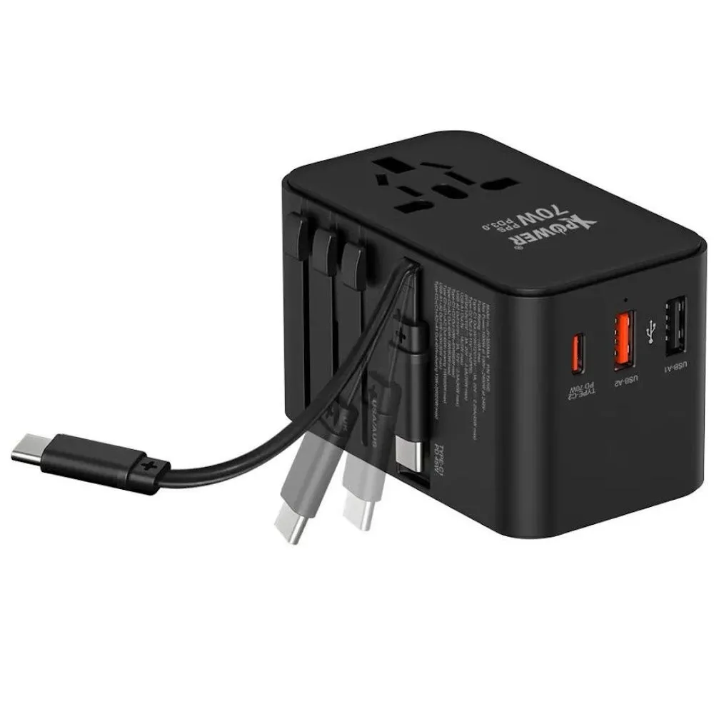 XPower TA70C Built-in Cable 70W PD PPS GaN Travel Adaptor