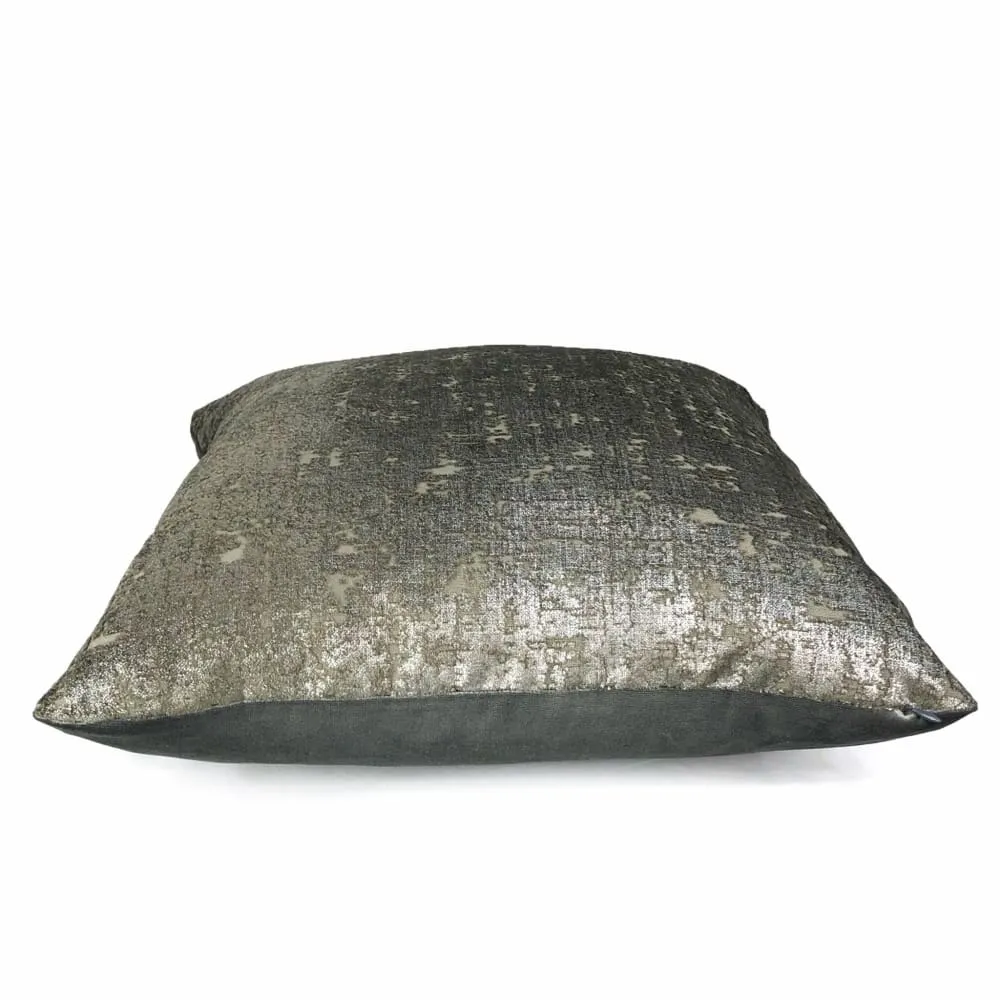 Zazie Luxe Metallic Pewter Gray Velvet Pillow Cover