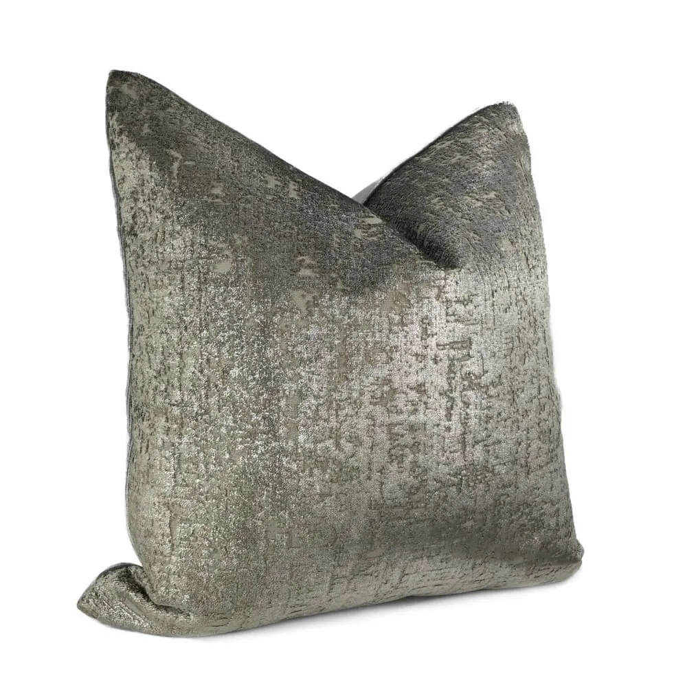 Zazie Luxe Metallic Pewter Gray Velvet Pillow Cover