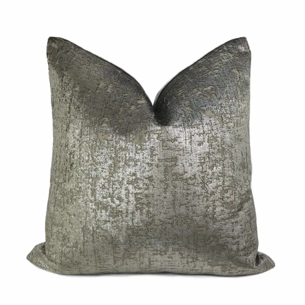 Zazie Luxe Metallic Pewter Gray Velvet Pillow Cover