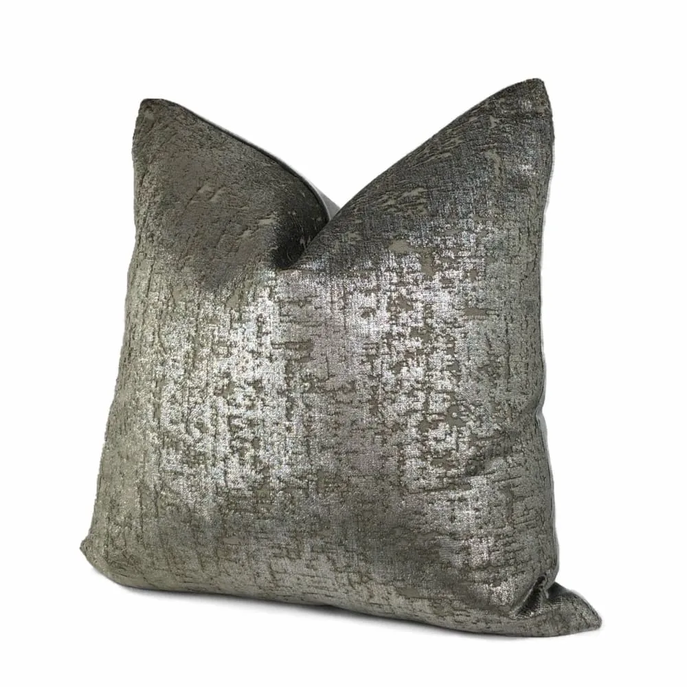 Zazie Luxe Metallic Pewter Gray Velvet Pillow Cover