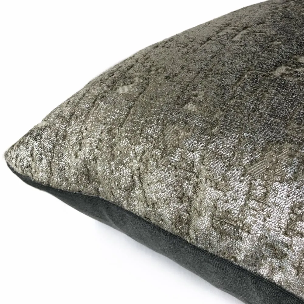 Zazie Luxe Metallic Pewter Gray Velvet Pillow Cover