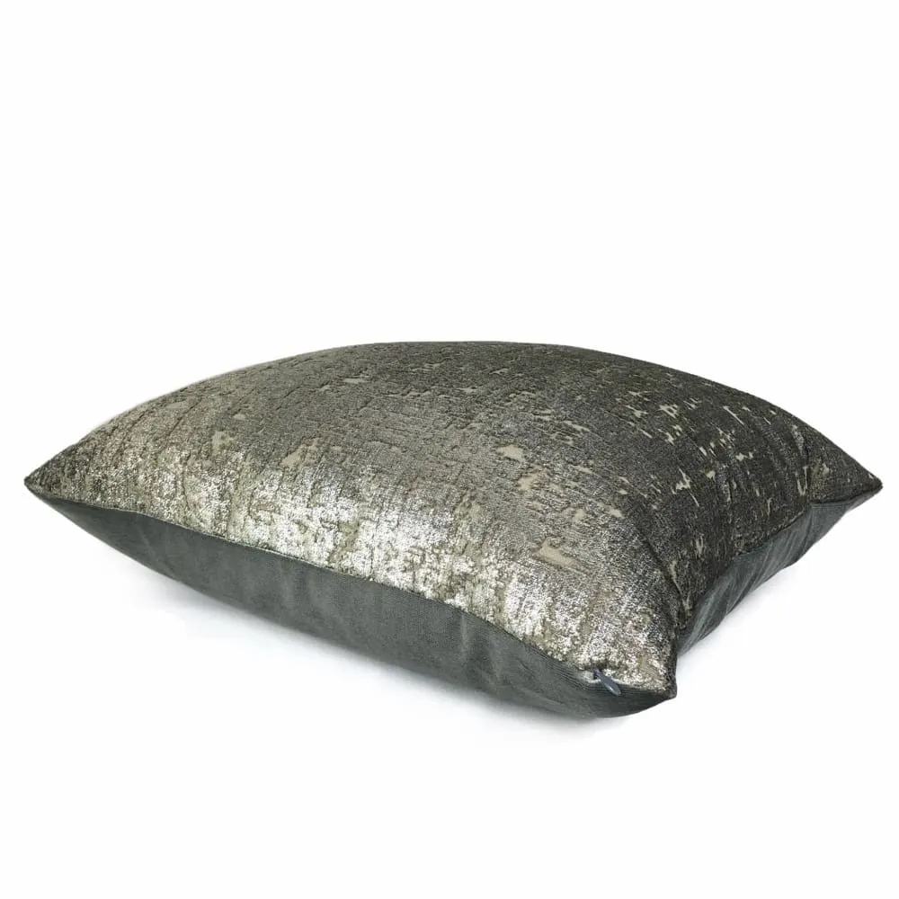 Zazie Luxe Metallic Pewter Gray Velvet Pillow Cover