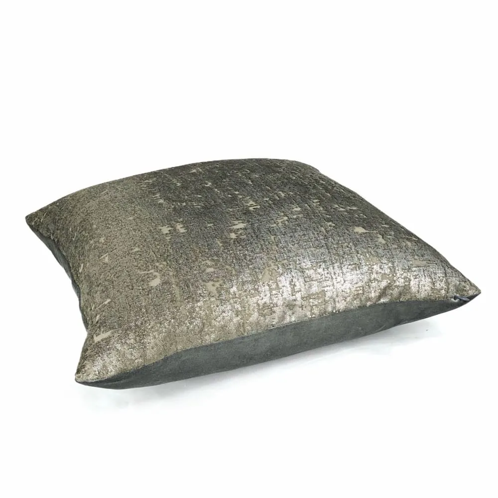 Zazie Luxe Metallic Pewter Gray Velvet Pillow Cover