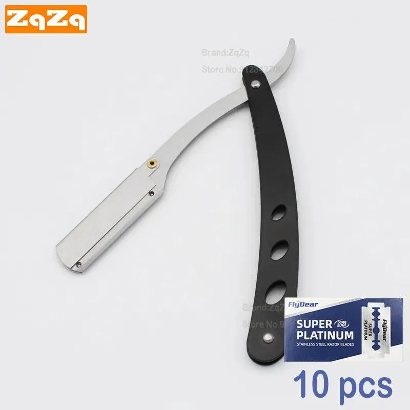 ZqZq Stainless Steel Straight Edge Razor Kit: Precision Grooming Tool