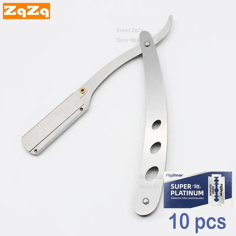 ZqZq Stainless Steel Straight Edge Razor Kit: Precision Grooming Tool